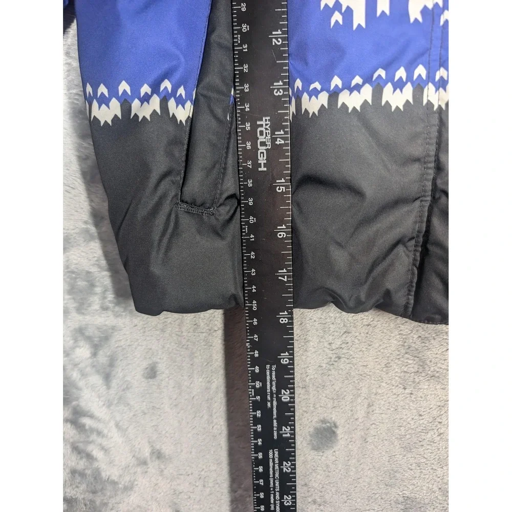 Polo Ralph Lauren Jacket Girls 6 Black Blue Hooded Puffer Snowflake Fair Isle